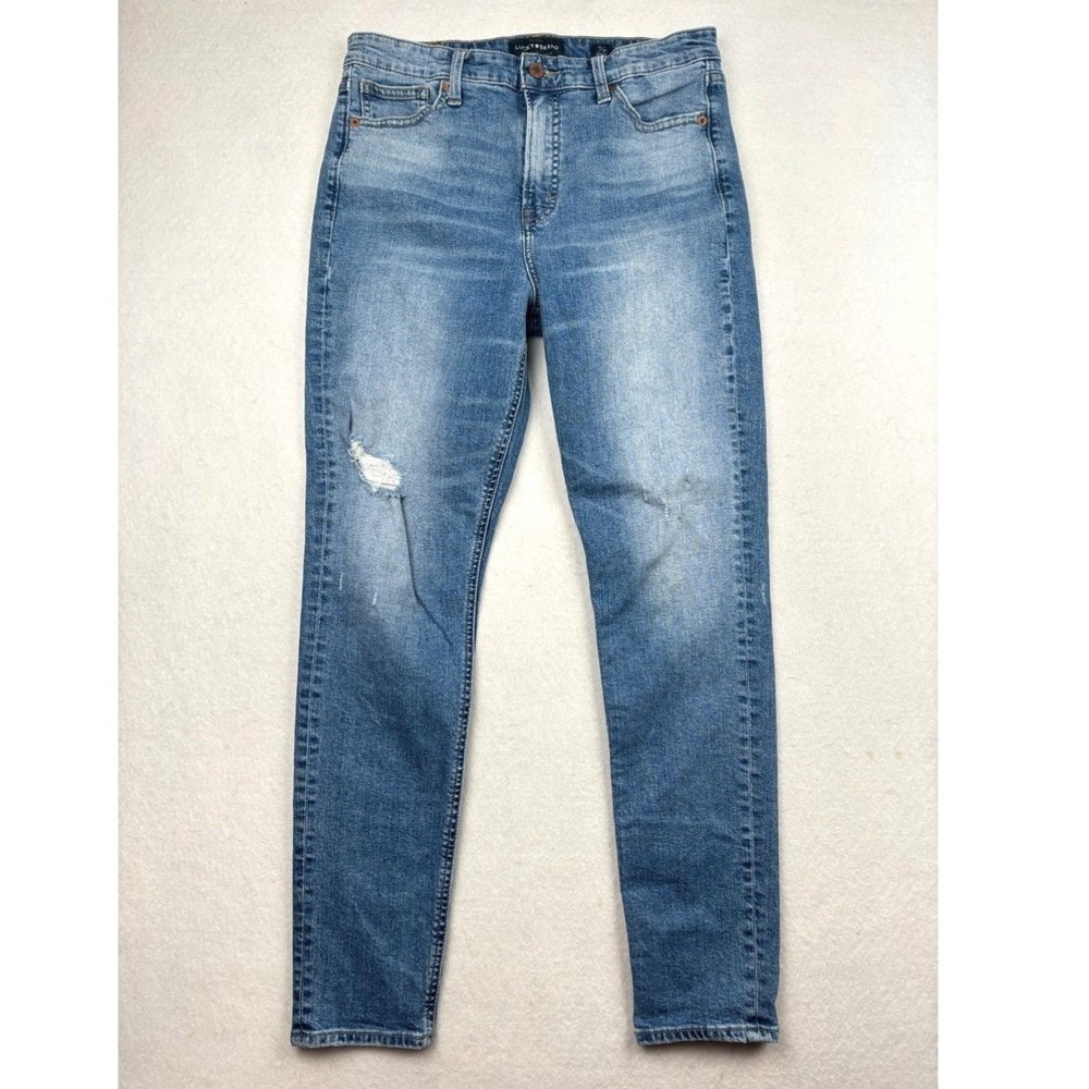 Lucky Brand Bridgette Jeans Womens 12 31 High Rise Skinny Distressed Denim